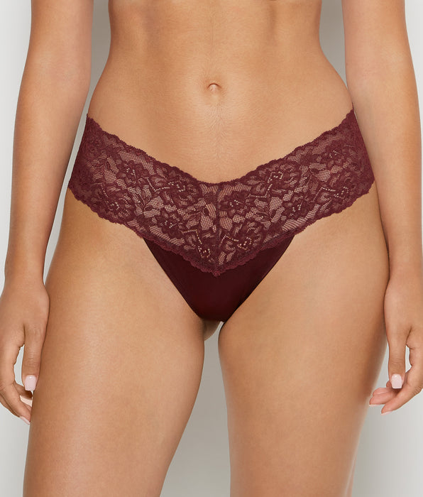 La Senza Magnificent Lace Thong Panty in Russian Ruby