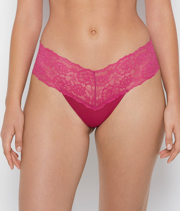 La Senza Magnificent Lace Thong Panty in Fuchsia Red