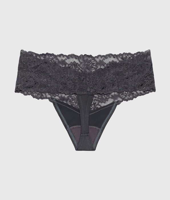 La Senza Magnificent Lace Thong Panty in Ebony