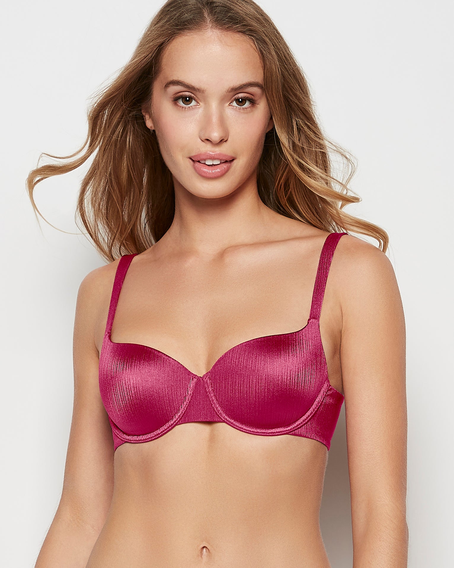 Lightly Lined Balconette Bra in Electric Rouge