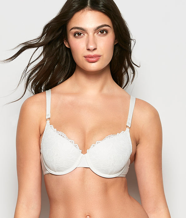 La Senza Lightly Lined Full Coverage Lace Bra in Ivory