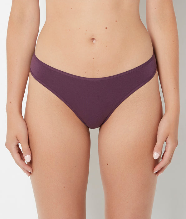 La Senza Cotton Thong Panty in Blackberry Wine