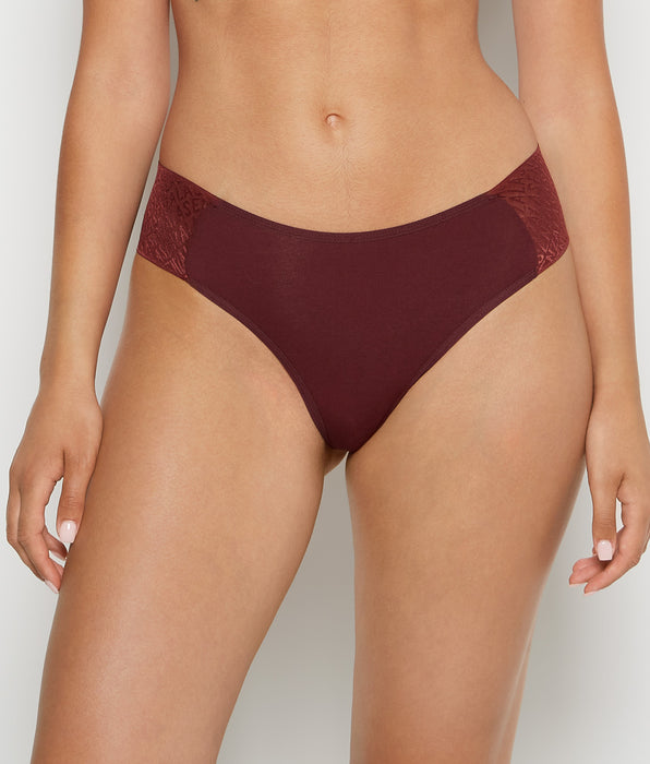 La Senza Cheeky Thong Panty with Logo in Russian Ruby
