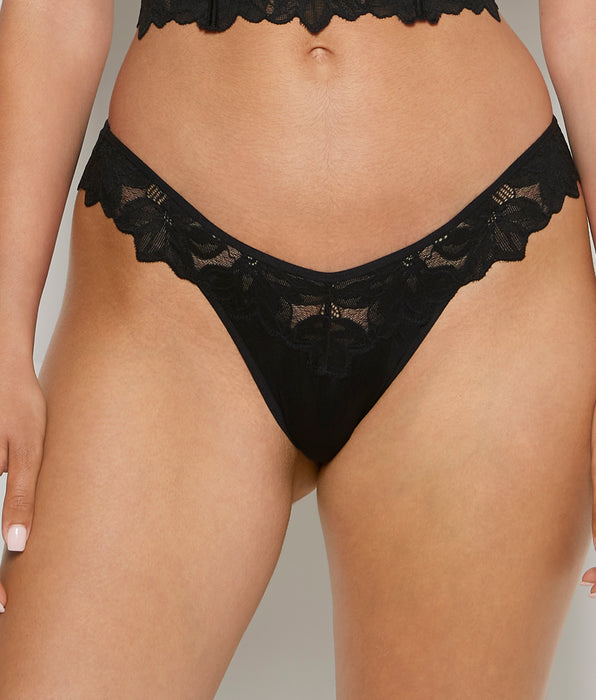 La Senza Diva Thong Panty in Tuxedo Black