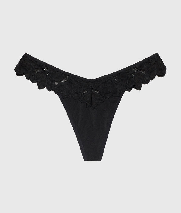 La Senza Diva Thong Panty in Tuxedo Black