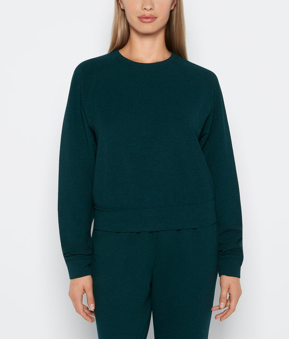 La Senza Haut de nuit en tissu éponge à col rond vert émeraude chiné