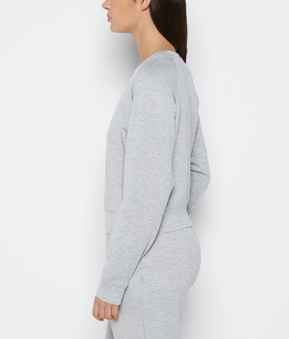 La Senza French Terry Crew Neck Sleep Top in Cool Gray Heather