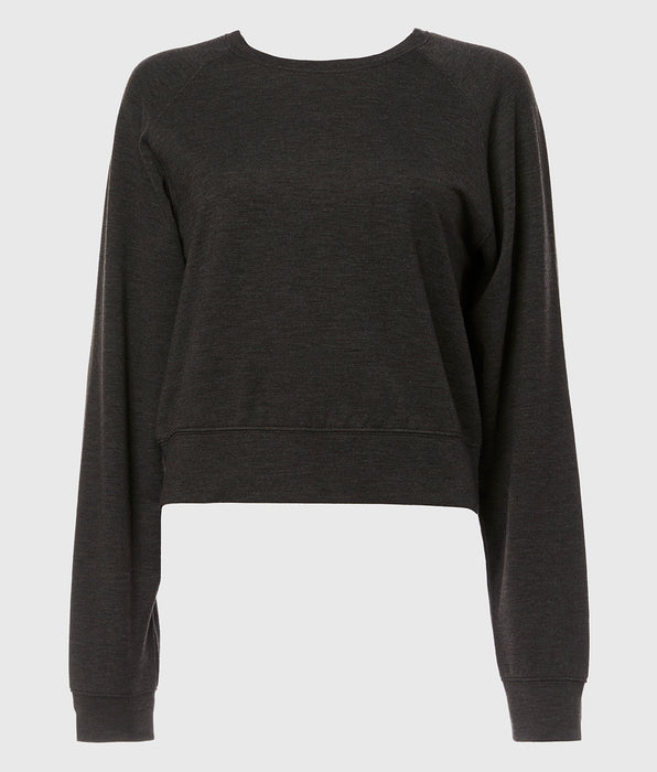 La Senza French Terry Crew Neck Sleep Top in Charcoal Heather