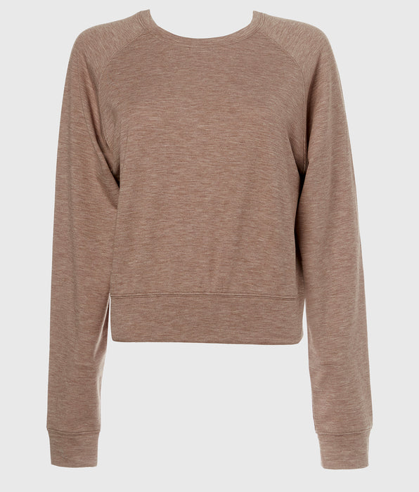 La Senza French Terry Crew Neck Sleep Top in Leafless Tree Heather