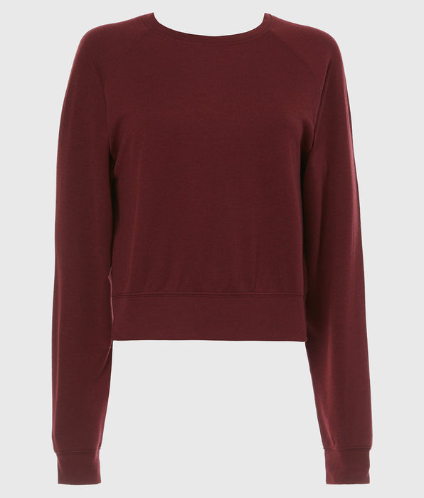 La Senza French Terry Crew Neck Sleep Top in Russian Ruby Heather
