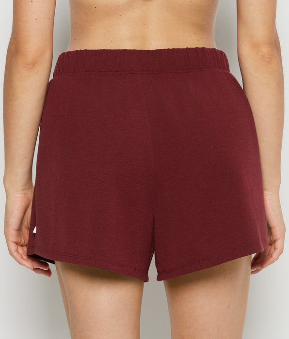 La Senza French Terry Sleep Short in Russian Ruby Heather