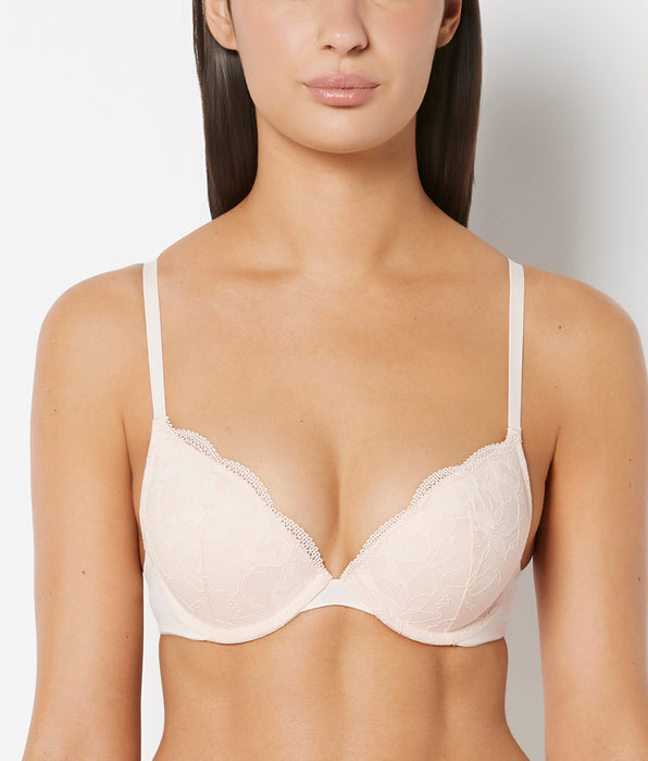 La Senza Push Up Plunge Bra With Charmed Lace in Pearl Blush