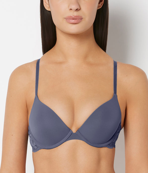 La Senza Smooth Push Up Plunge Bra With Charmed Lace Wing In Vintage Indigo