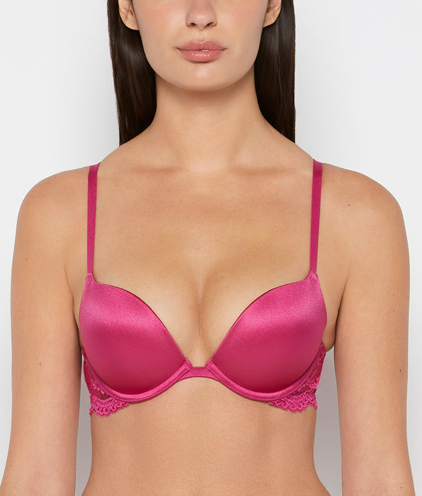 La Senza Smooth Cup Push Up Bra with Lace Wing in Fuchsia Red