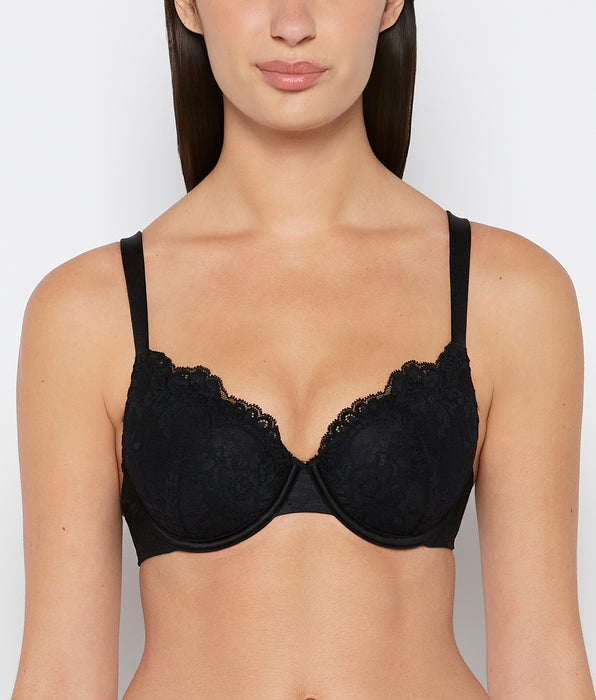 La Senza Lightly Lined Perfect Coverage Bra With Mesh Wing in Tuxedo Black