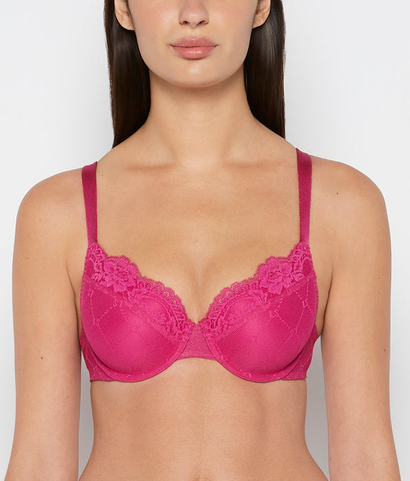 La Senza Lightly Lined Mesh Perfect Coverage Bra in Fuchsia Red
