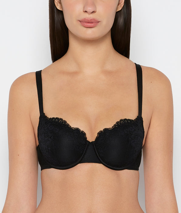 La Senza Lightly Lined Balconette Bra in Tuxedo Black