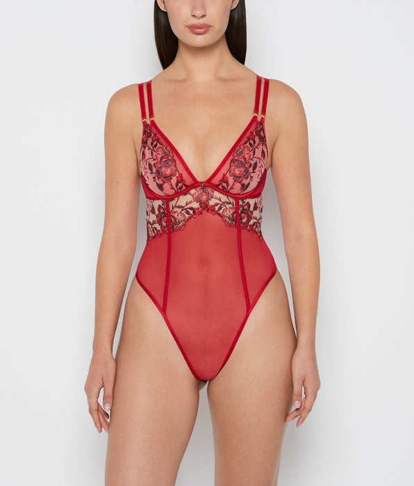 La Senza Combiné en filet soirée rougeâtre
