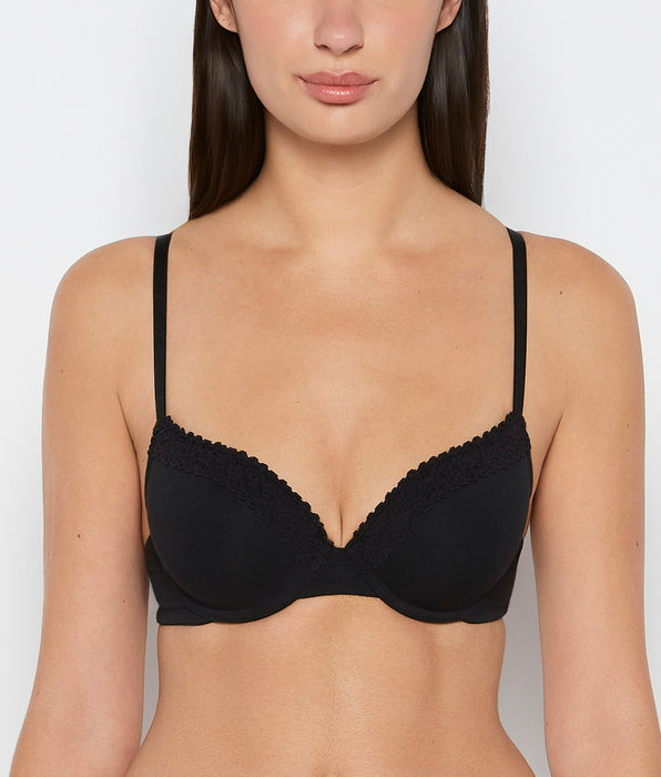 La Senza Lightly Lined demi bra with cozy in Tuxedo Black