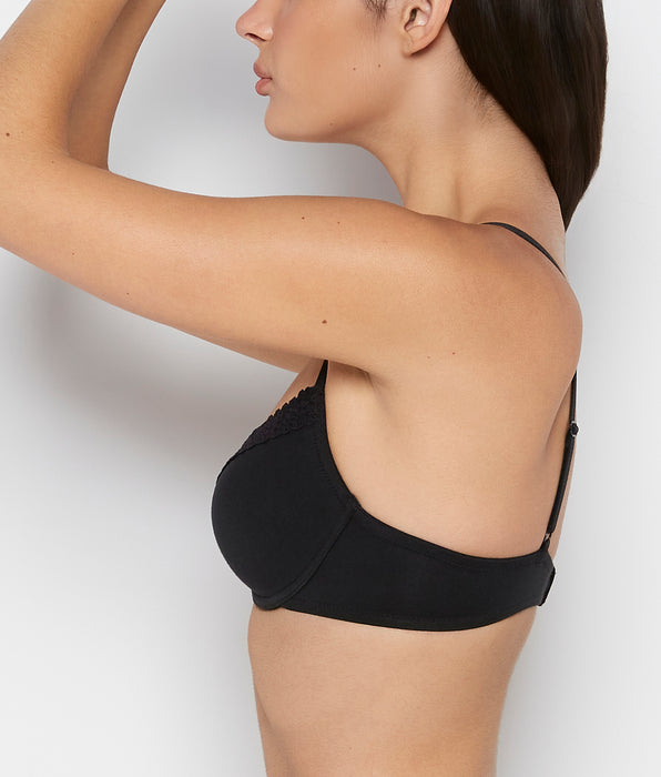 La Senza Lightly Lined demi bra with cozy in Tuxedo Black