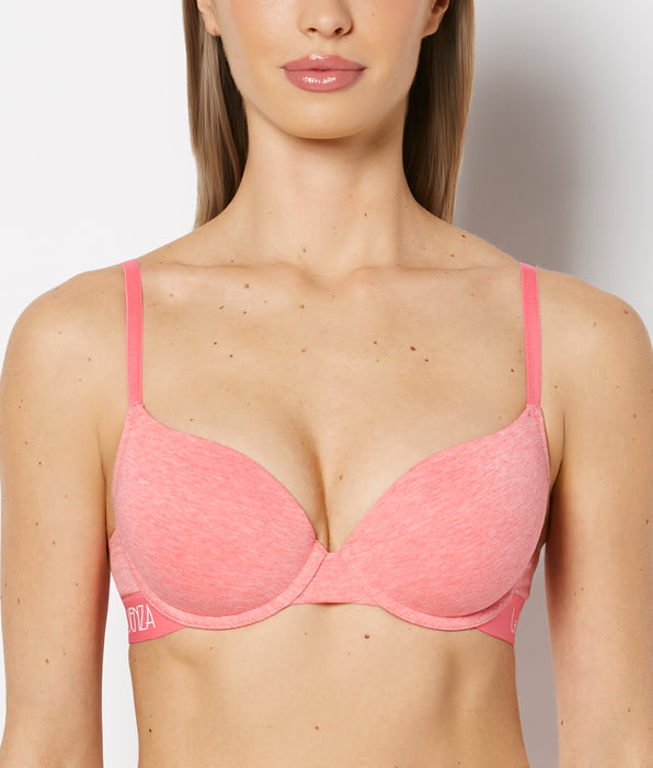 La Senza Soutien-gorge demi-buste en coton limonade rose chinée avec logo art déco