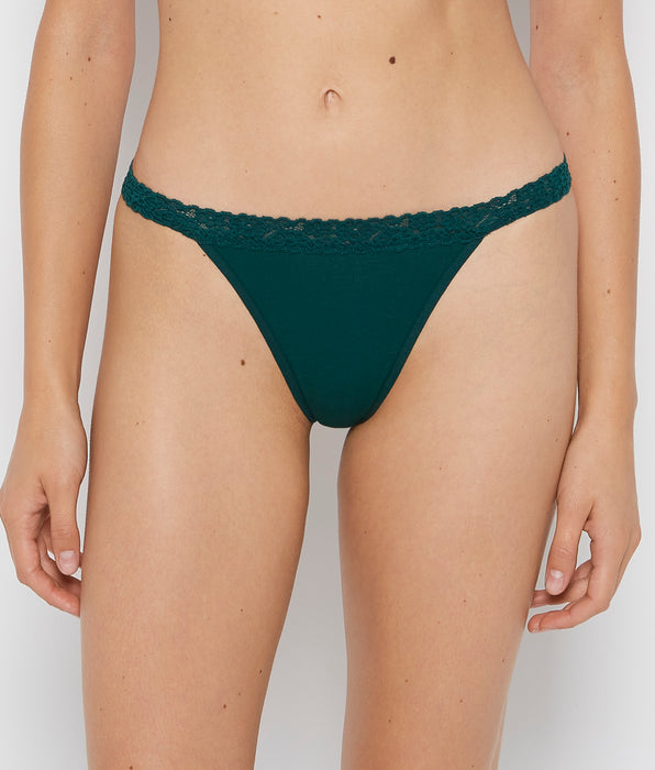 La Senza Thong Panty with Cozy Trim in Emerald Green