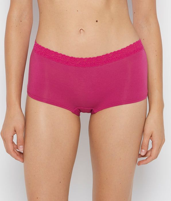 La Senza Boyshort Pantie with Cozy Trim in Fuchsia Red