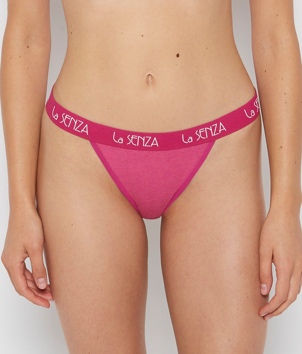 La Senza G-String with Art Deco Logo in Fuchsia Red Heather