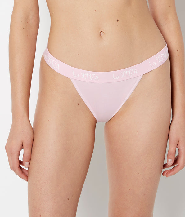 La Senza G-String Cotton Panty with Art Deco Logo Band in Sweet Dream
