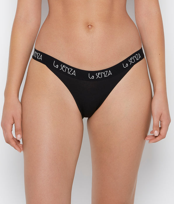 La Senza Mini Cheeky Panty with Art Deco Logo in Tuxedo Black