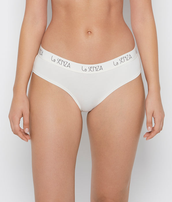 La Senza Art Deco Logo Cotton Hipster in Egret
