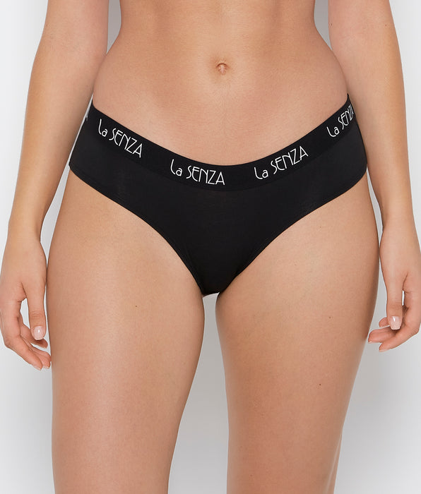 La Senza Art Deco Logo Hipster Panty in Tuxedo Black