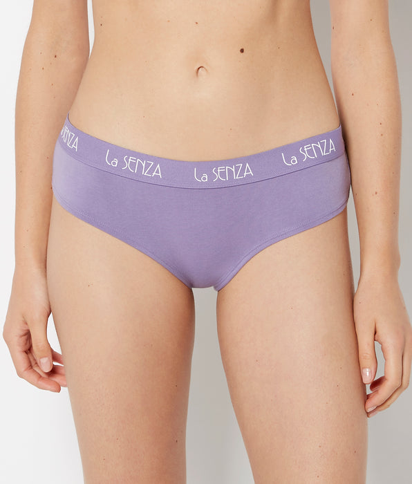 La Senza Hipster Cotton Panty with Art Deco Logo Band in Purple Haze