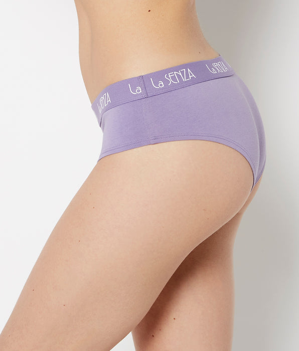 La Senza Hipster Cotton Panty with Art Deco Logo Band in Purple Haze