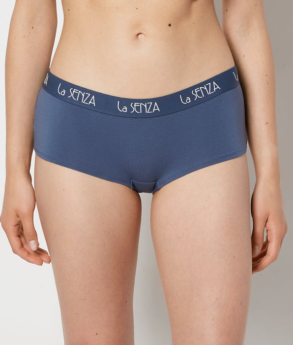 La Senza Boyshort Panty with Art Deco Logo in Vintage Indigo