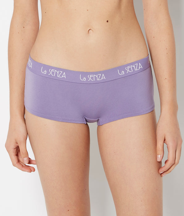 La Senza Boyshort Cotton Panty with Art Deco Logo Band in Purple Haze