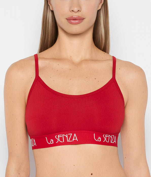 La Senza Scoop Bralette with Art Deco Band in Crimson