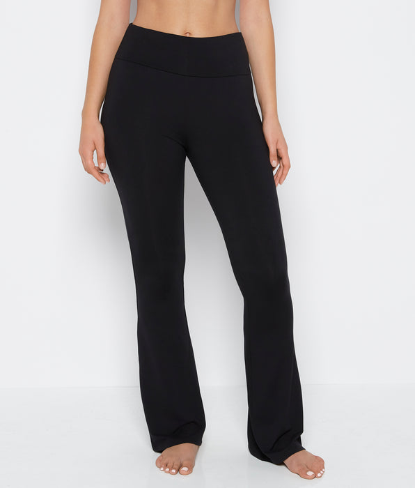 La Senza Pantalon évasé à taille repliable en jersey brossé smoking noir