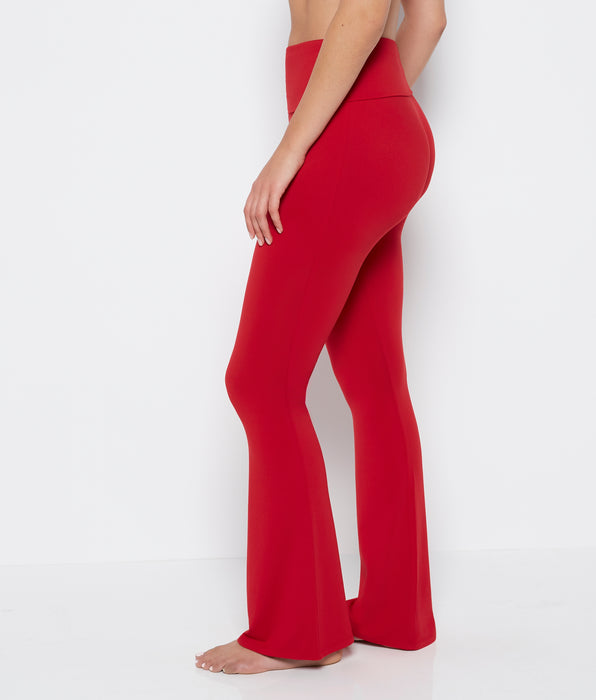 La Senza Pantalon évasé à taille repliable en jersey brossé cramoisi