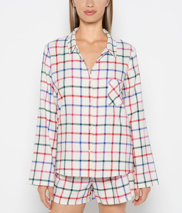 La Senza Flannel Sleep Shirt in Large Jingle Plaid