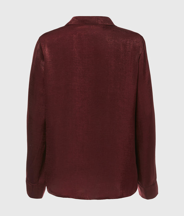 La Senza Satin Sleep shirt with button front in Russian Ruby