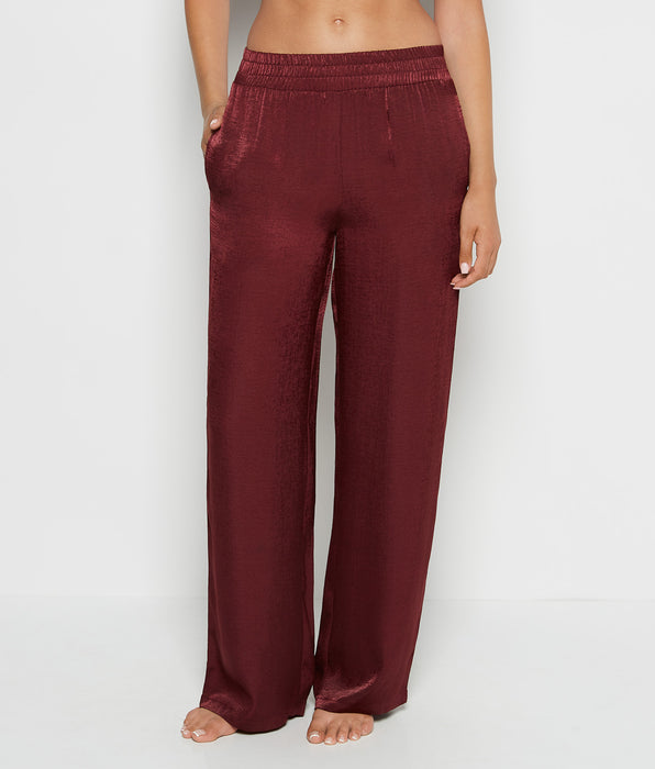 La Senza Satin Sleep Pant with button Front in Russian Ruby