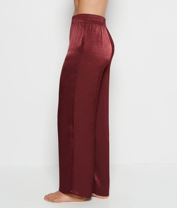 La Senza Satin Sleep Pant with button Front in Russian Ruby