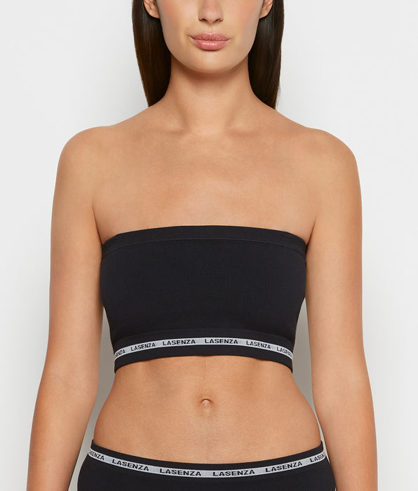 La Senza Seamless Bandeau in Tuxedo Black