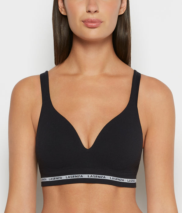 La Senza Seamless Triangle Padded Bra in Tuxedo Black