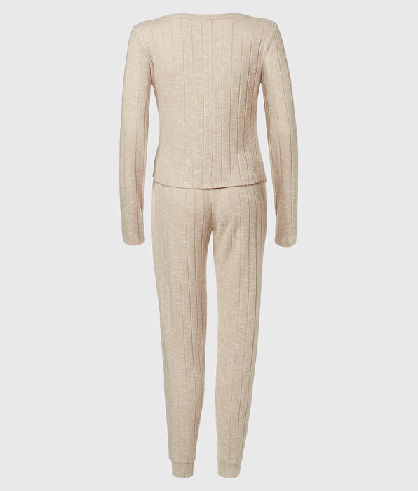 La Senza PJ Set with LS Logo Patch in Cozy Light Oatmeal