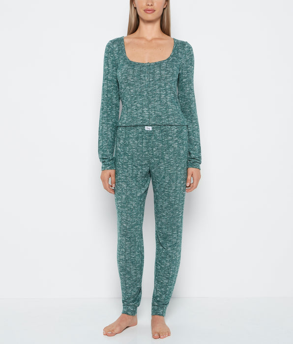 La Senza PJ Set with LS Logo Patch in Emerald Green
