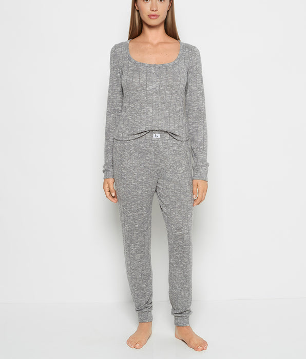La Senza PJ Set with LS Logo Patch in Light Grey Cozy