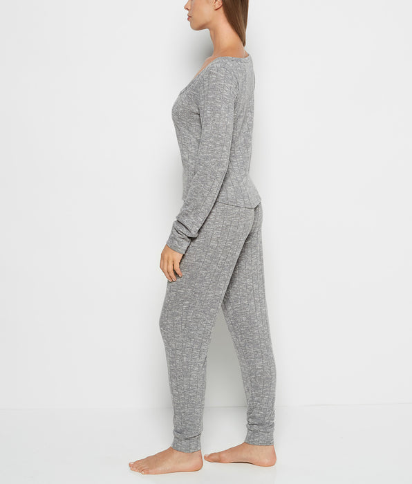La Senza PJ Set with LS Logo Patch in Light Grey Cozy