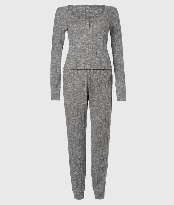 La Senza PJ Set with LS Logo Patch in Light Grey Cozy